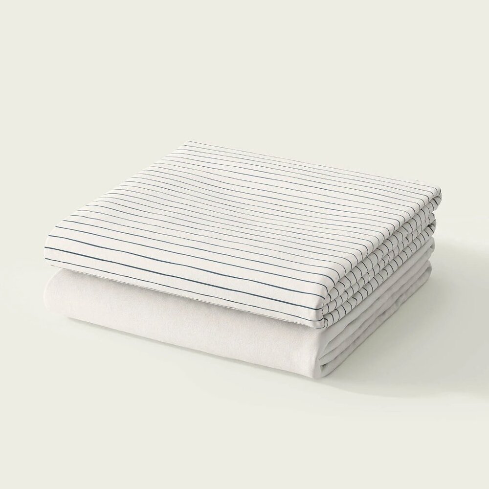 Nestig Blue and White Stripe Mini Crib Sheet